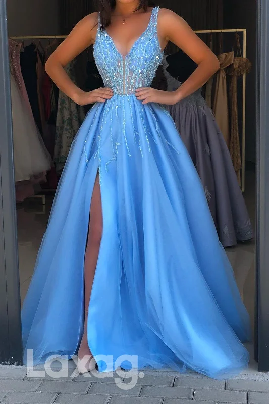 Seasonal Clearance 18708 - Illusion Cutout Beaded Sleeveless Sexy A-Line Sheer Ballgown