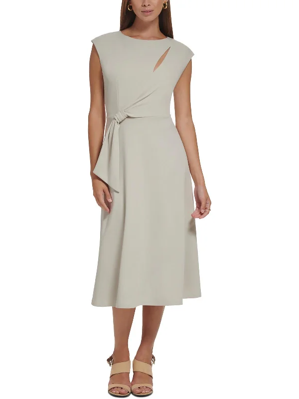 Discount Mania Womens Keyhole Midi Sheath Dress