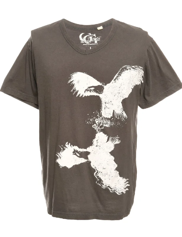 Deal Dash Grey Printed T-shirt - L