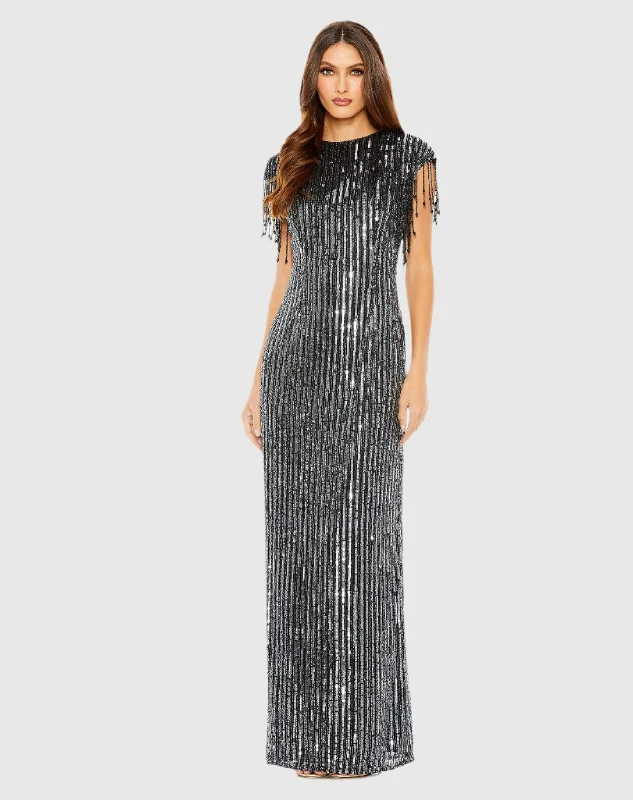 Mega Sale Embellished Fringe Gown