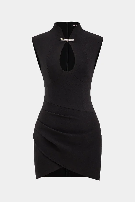 Special Price Metallic Ruched Zipper Mini Dress