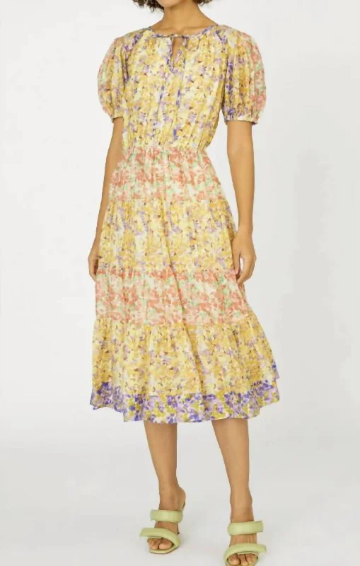 Value Deals Floral Colorblock Midi Dress Multi