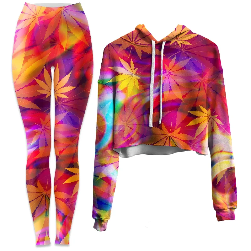 Early Bird Discount Ganja Dreamin Crop Hoodie and Leggings Combo