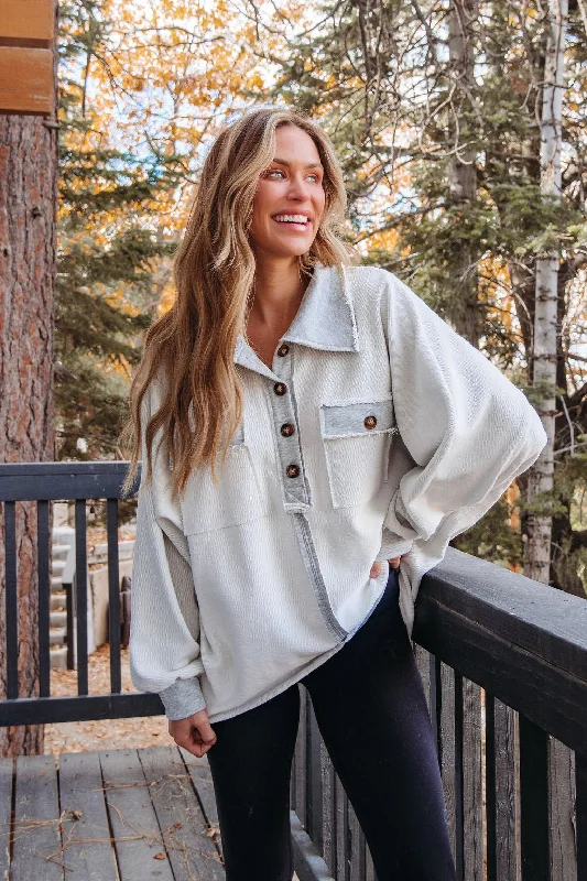 Buy Now Heather Grey Button Up Thermal Pullover