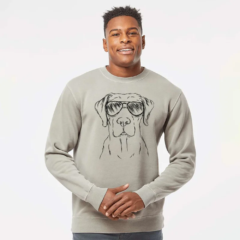 Can't Be Beat Aviator Rowdy the Labrador Retriever - Unisex Pigment Dyed Crew Sweatshirt