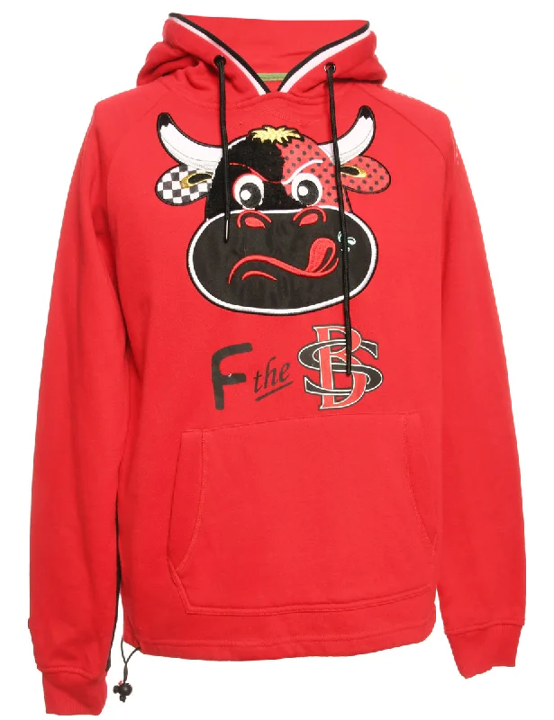 Online Specials Red Embroidered Hooded Animal Sweatshirt - S