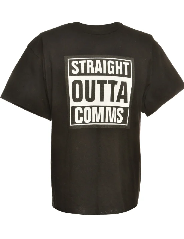 Flash Sale Black Printed T-shirt - L