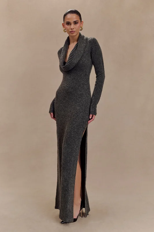 Bargain Prices Alessandra Reversible Knit Maxi Dress - Charcoal Marle