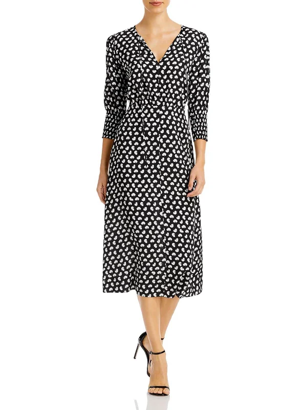 Bargain Bin Womens Tie Front Midi Midi Dress