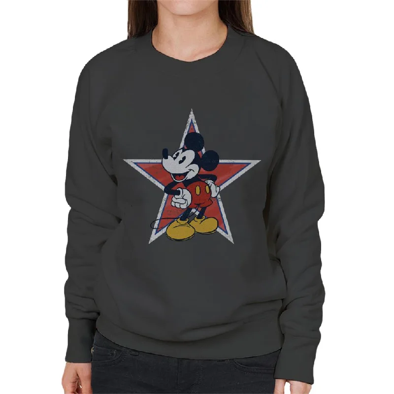 Great Bargains Disney Distressed Mickey Mouse Star Women's Sweatshirt