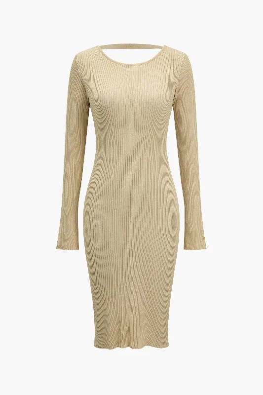 Hurry In Solid Backless Knit Mini Dress