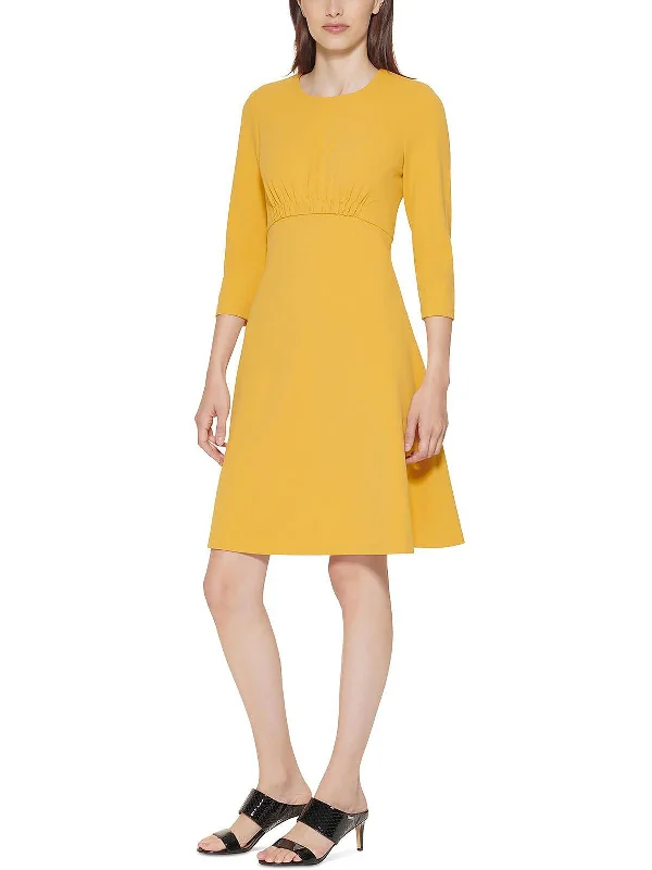 Final Clearance Womens Gathered Above Knee Fit & Flare Dress
