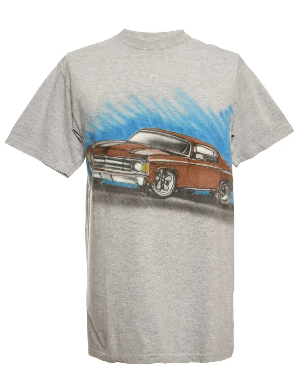 Can't Miss Grey Car Print T-shirt - M