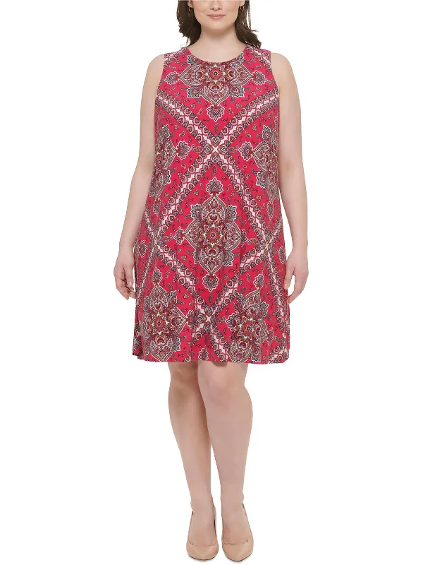 Savings Event Plus Womens Paisley Keyhole Shift Dress