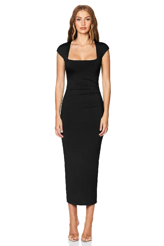 Discount Extravaganza Nookie Dare Cap Sleeve Midi Dress - Black
