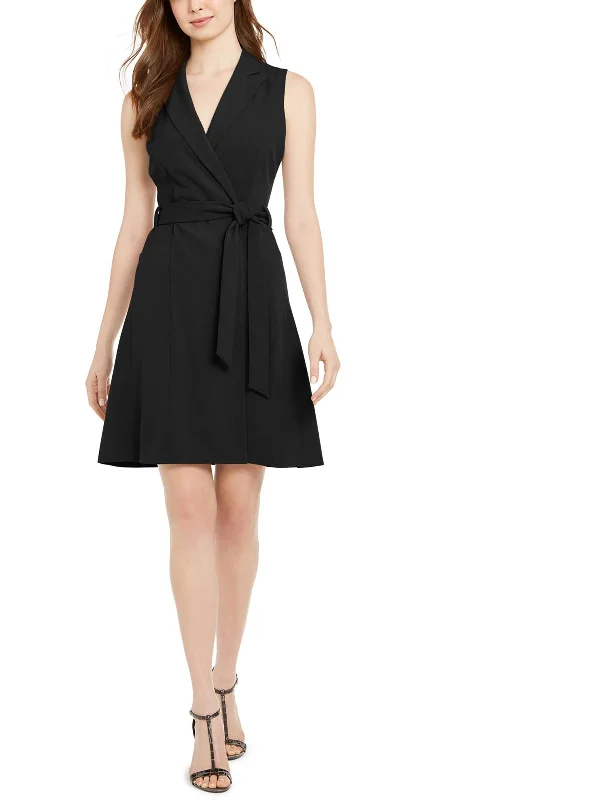 Factory Direct Sale Womens Wrap Tuxedo Shift Dress