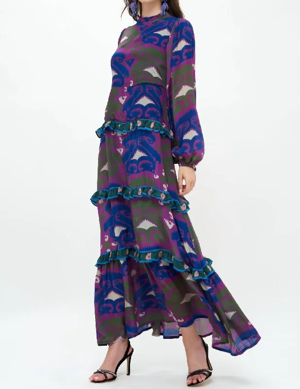 Today Only Mock Neck Maxi Dress In Uzbek Magenta