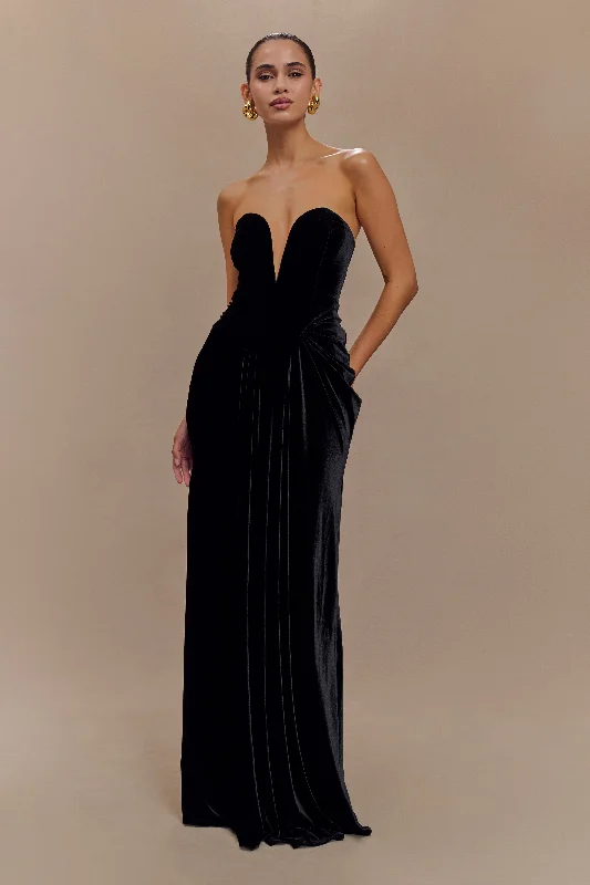 Price Drop Paige Strapless Velvet Maxi Dress - Black