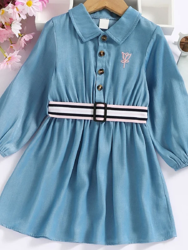 Epic Deals Half Button Long Sleeve Dress