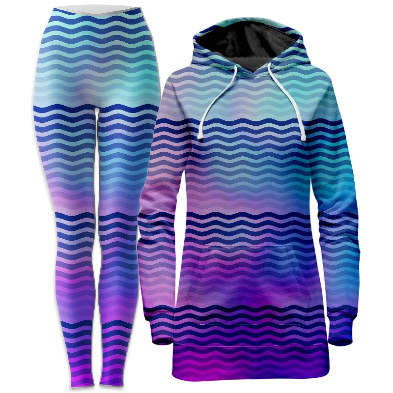 Online Only Beach Waves Hoodie Dress and Leggings Combo