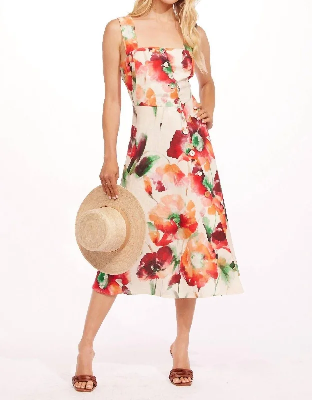 Friends and Family Sale Hettie Dress In Wild Poppies