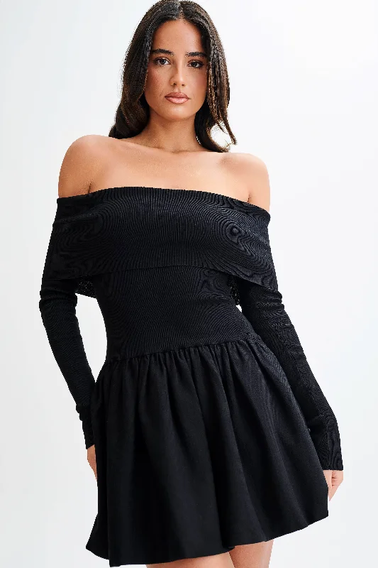Seasonal Clearance Atlanta Long Sleeve Mini Dress - Black
