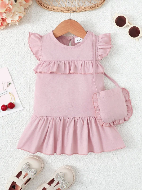 Overstock Ruffled Round Neck Mini Dress
