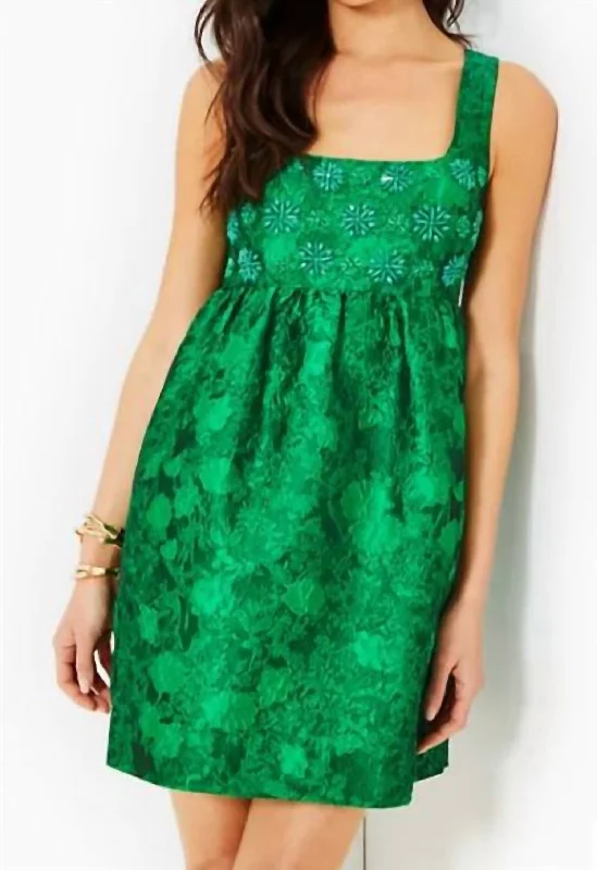Special Buy Bellami Embellished Floral Jacquard Dress In Kelly Green Leaf An Impression Jacquard