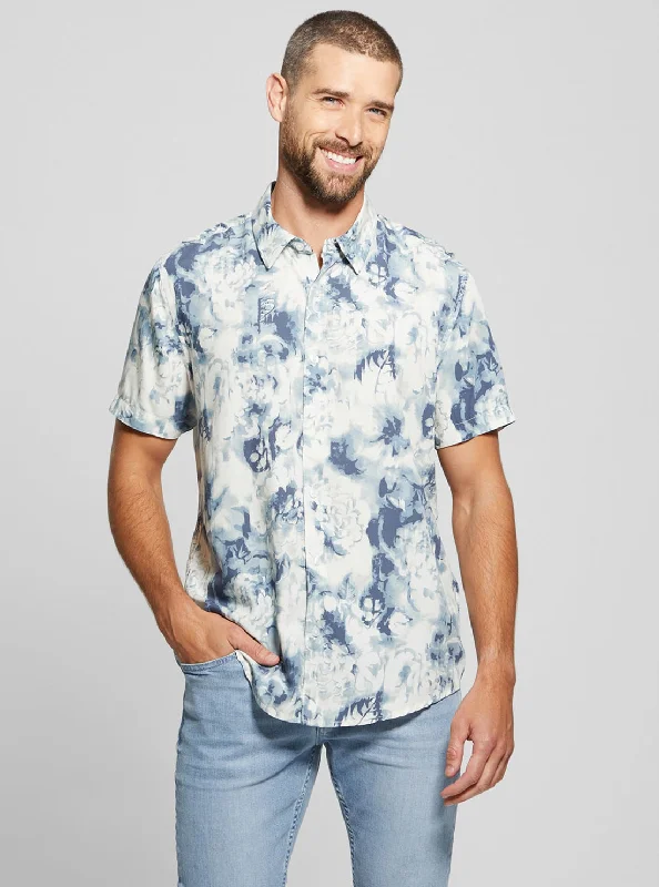 Early Access Floral Blue Wayco Short Sleeve Shirt