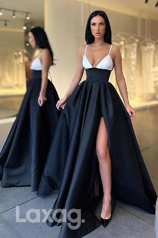Warehouse Sale 17737 - Sexy Deep V-Neck Two Tone A-Line Sleeveless Fitted Prom Dress