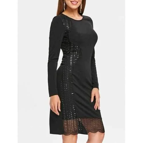 Weekend Deal Sequined Sheath Dress - Black S