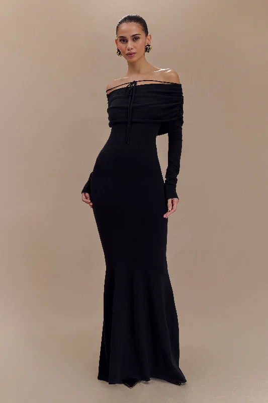 Sale Event Georgiana Off Shoulder Knit Midi Dress - Black