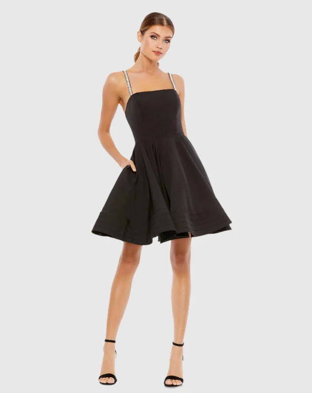Overstock Square Neck Mini A Line Dress