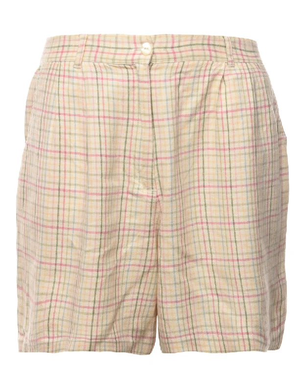 Exclusive Deal Checked Cream Shorts - W30 L5