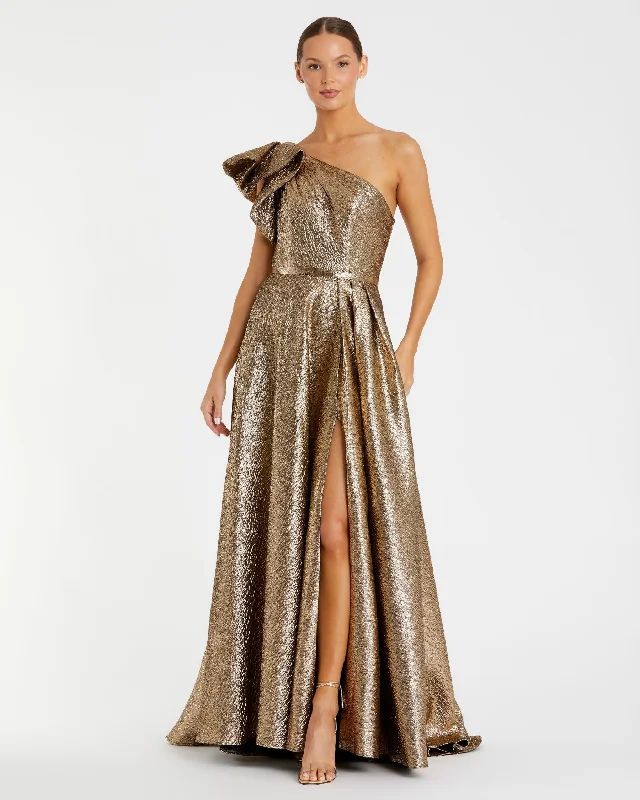 Exclusive Savings One Shoulder Metallic Ballgown