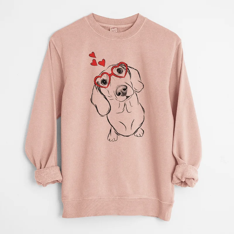 Members Only Valentine Bill the Dachshund - Unisex Pigment Dyed Crew Sweatshirt