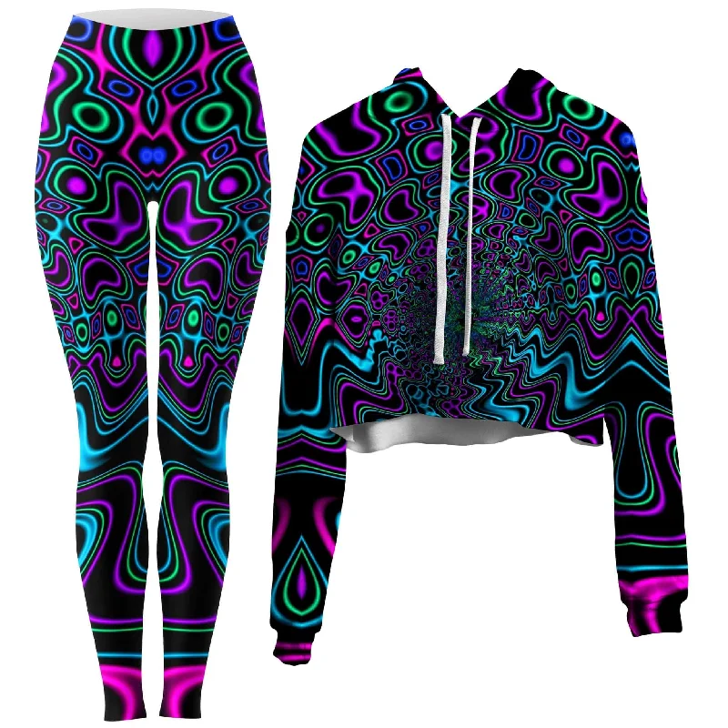 Bargain Bin Fractal River Crop Hoodie and Leggings Combo