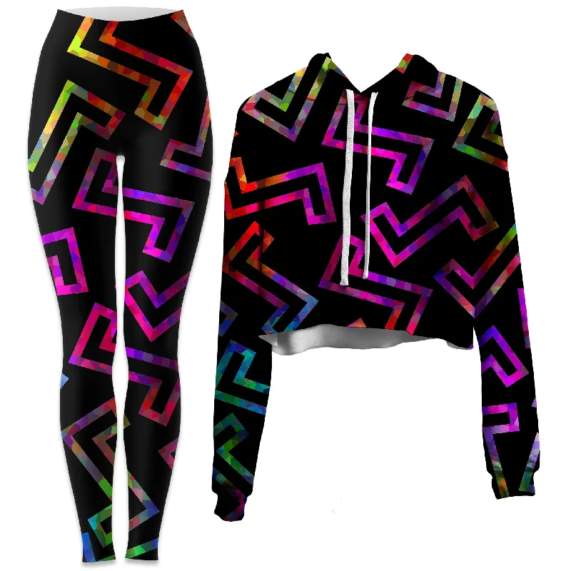 Clearance Items Sparkle Geometric Crop Hoodie and Leggings Combo