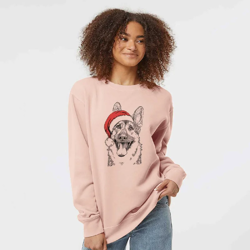 Hurry In Santa Benson the German Shepherd - Unisex Pigment Dyed Crew Sweatshirt