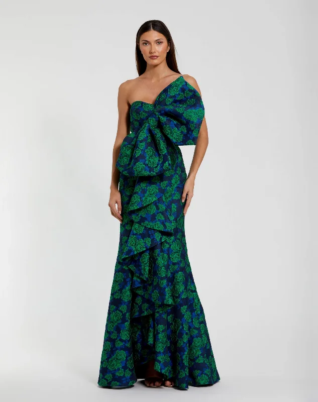 Mega Sale Strapless Brocade Fitted Gown With Oversized Bow