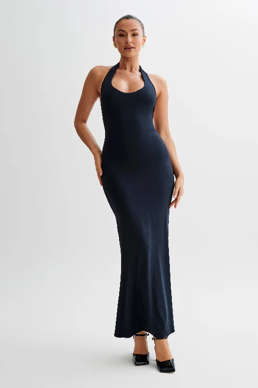 Super Deal Jessica Modal Halter Maxi Dress - Black