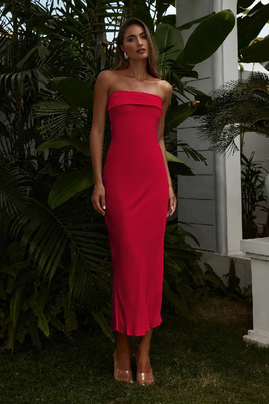 Exclusive Online Offer PEREZ LONG MIDI DRESS - RED
