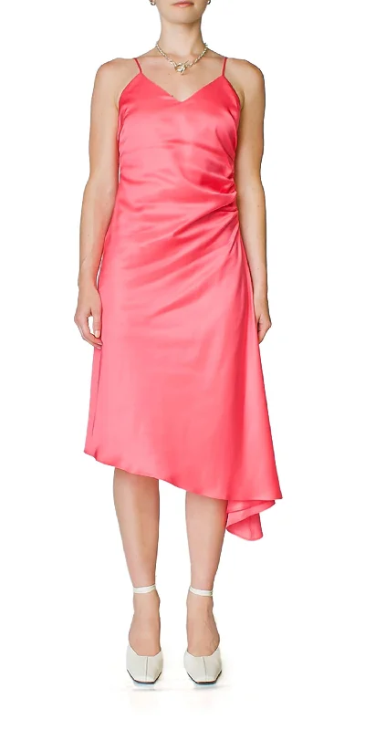 Online Exclusive Side Ruched Dress In Neon Pink