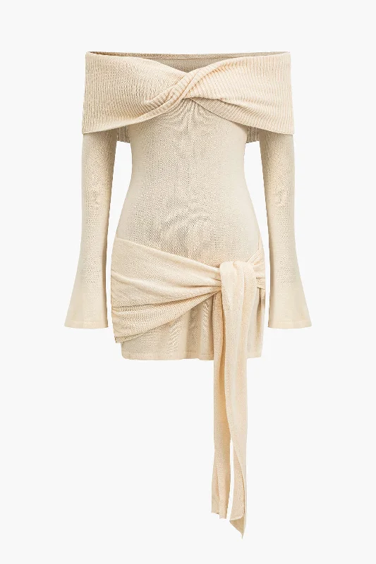 Today’s Deal Off Shoulder Twist Front Knit Mini Dress