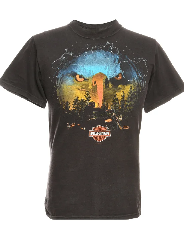 Must-Have Deals Harley Davidson Black Printed T-shirt - S