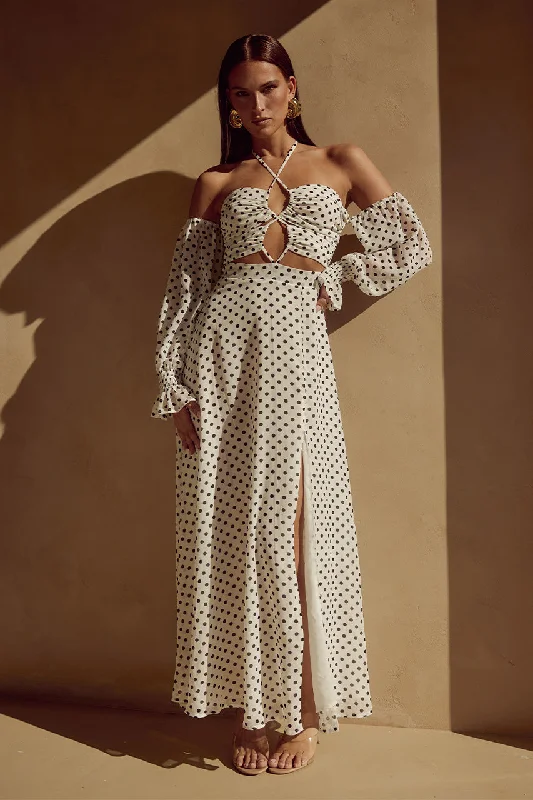 Price Drop KARMA MAXI DRESS - WHITE POLKA