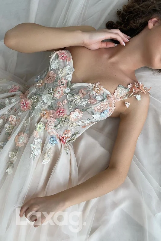 Friends and Family Sale 17752 - Floral Appliqued Strapless Sleeveless Sweetheart Prom Dress
