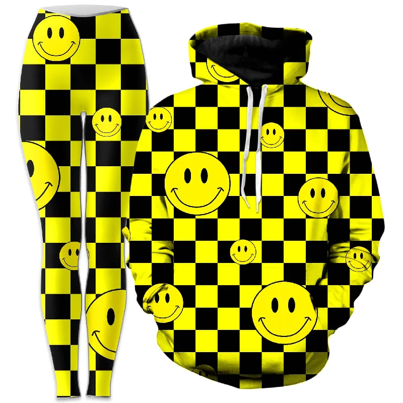 Unmissable Offer Smile Checkerboard Hoodie and Leggings Combo