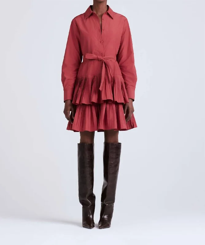 Early Bird Discount Pleated Mini Dress In Rhubarb