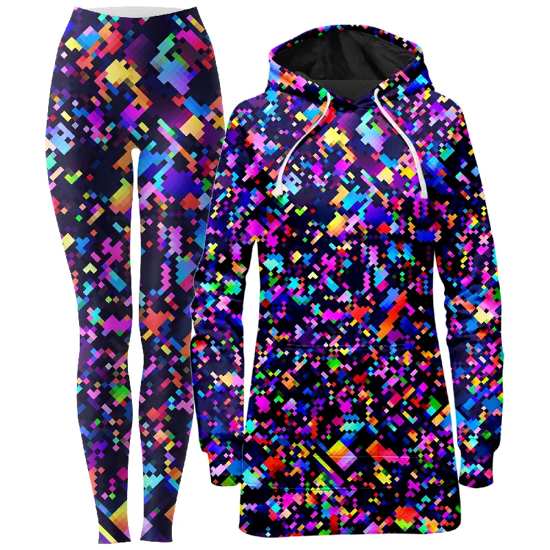 Price Drop 8-Bit Confetti Hoodie Dress and Leggings Combo
